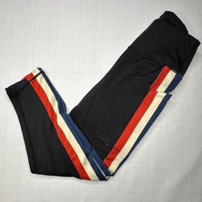 Grunt Style Women's Black w/ Red, Cream, & Blue Stripes Capri Leggings - Size S