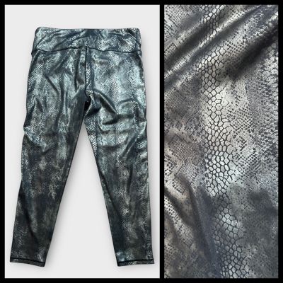 Mono B Legging Womens 3XL Gray Snake Skin Foil Print Workout Leisure APH3008