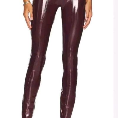 NEW SPANX Faux Patent Leather Liquid Gloss Leggings Sz XS Ruby Red High Rise NWT