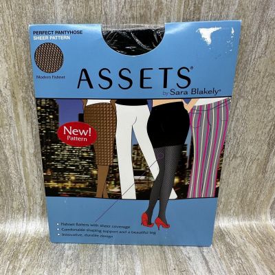 Assets By Sara Blakely Perfect Pantyhose Black Modern Fishnet Bodyshaping SZ 4