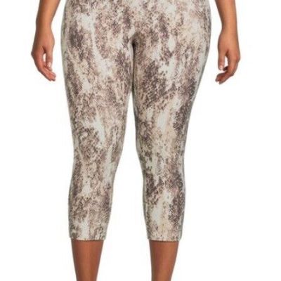 Terra & Sky  NEW?Woman's PLUS Capri legging's size 0X~tan/brown/ivory reptile