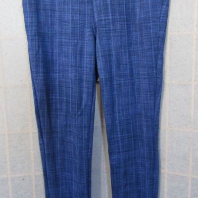 NWT Shosho Blue Plaid Designed Tummy Control Spandex/Polyester Pants Women's L