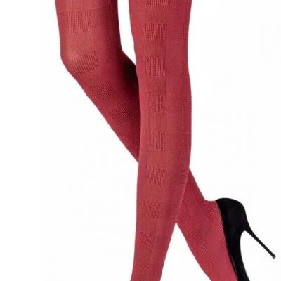 Emilio Cavallini Red Plaid Tights Opaque 80 DEN  STYLE 7329.1.3 S/M NWT $38