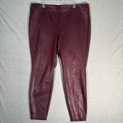 Lane Bryant Women’s Plus Size 22/24 Legging Maroon High Rise Faux Leather