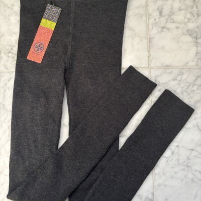 NWT Tory Burch Thona Ribbed Knit Wool Blend Leggings Gray Women’s XS