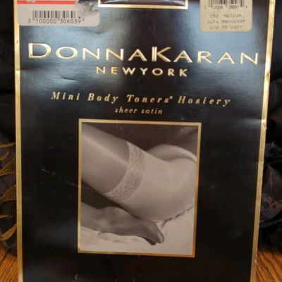 NEW Donna Karan Mini Body Toners Hosiery Dark Mahogany Sheer Satin Style 252