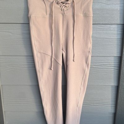 Year Of Ours Waffle Knit Legging Beige Tan Brown Medium Lace Up Style