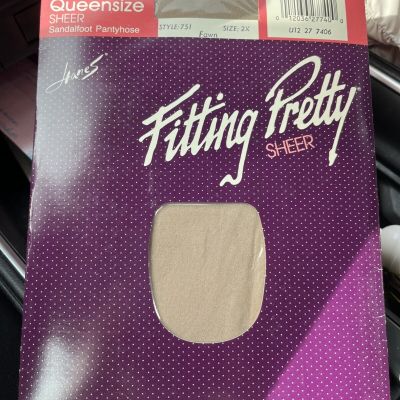 Hanes Fitting Pretty Queen Size Size 2X Fawn sheer Panty Hose Ultra Hosiery