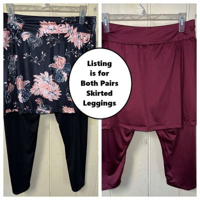 Skirted Leggings Lot Womens 2X High Rise Pull On Sporty Yoga Gym Lagenlook