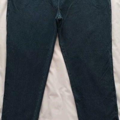 NW WOMEN QUACKER FACTORY DREAM JEANNES PULL-ON LEGGING KNIT BLUE JEANS SZ L x28