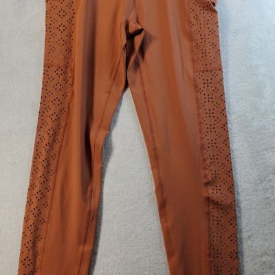 Aerie Chill Play Move Leggings Womens Size Large Brown Elastic Waist Flat Front