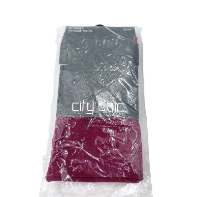 City Chic Burgundy 80D Shiraz Opaque Tights Size Small Medium S/M  NEW