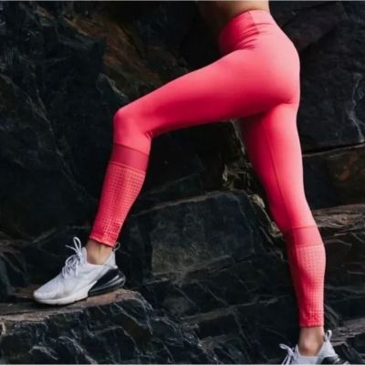 ZYIA Sunset Block Chill Light N Tight 7/8 Leggings Bright Pink Mesh Size 4