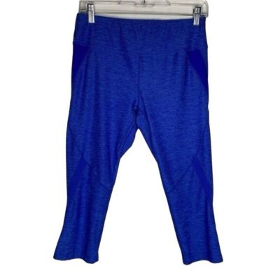 Layer 8 Blue Cropped Capri Workout Athletic Stretch Mesh Detail Leggings M