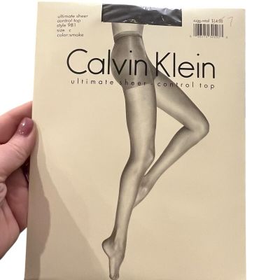 Calvin Klein Ultimate Sheer Control Top Pantyhose Style 981 Size C SMOKE