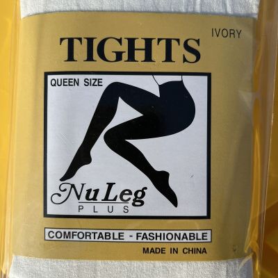 2 Pk Nu Leg Plus Size Queen Ivory An Blue Nylon Tights Spandex Pantyhose Costume