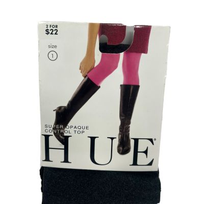 New HUE Super Opaque Tights With Control Top Graphite Heather Made In USA Size 1