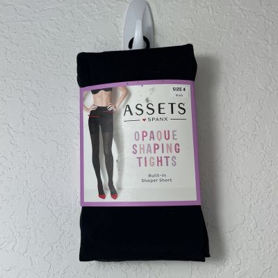 Assets By Spanx Opaque Shaping Tights Built-in Shaper Short black size 4 New.