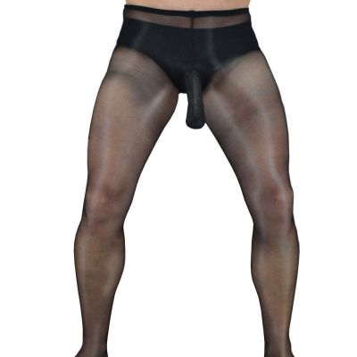 Pearl Poseidon - Zeus Mens Wet Look Oil Finish Pantyhose w/ Sheer Nylon Trunk