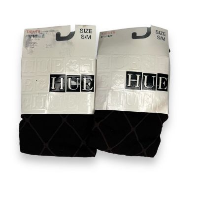 Hue Women’s Tights Brown W/ Control Top Argyle Diamond Birdseye Size S/ M 2 Pair