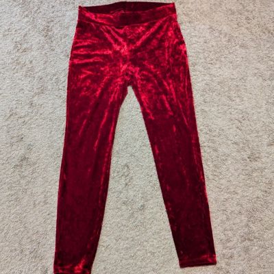 Torrid Crushed Velvet Leggings Womens Plus Sz 2X Red Stretch Whimsigoth Holiday