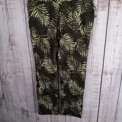 Lands End Leggings Women’s Small Petite Green Bright Palm Tropical Beach Wear