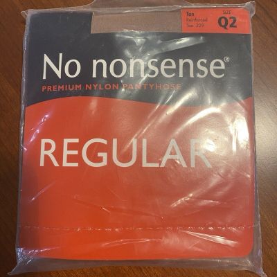 NEW No Nonsense Women's Size Q2 Reinforced Pantyhose Tan 329