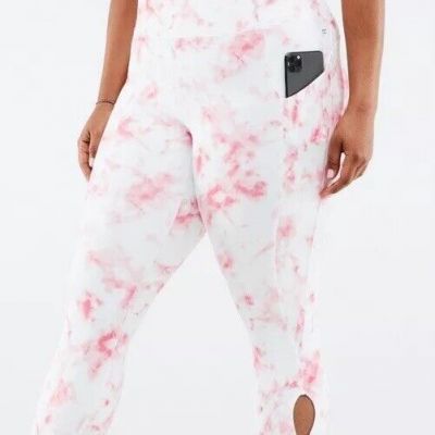 Fabletics Oasis PureLuxe Leggings Plus Size 3X High-Waisted Twist White Pink