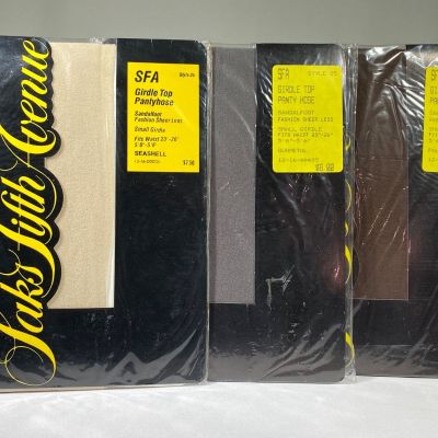 Vintage Saks Fifth Avenue Girdle Top Pantyhose - Small - Mulit Color - Lot of 3