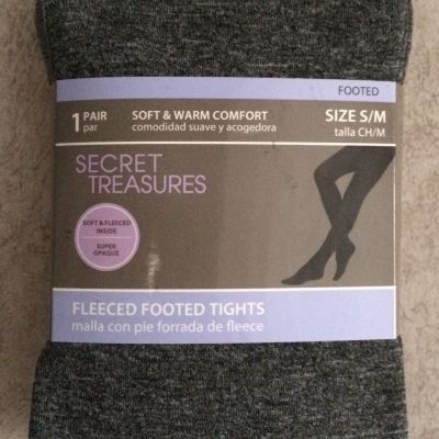 Secret Treasures Women's Tights Fleece Footed New Size S M S/M Thermal Wear Gray