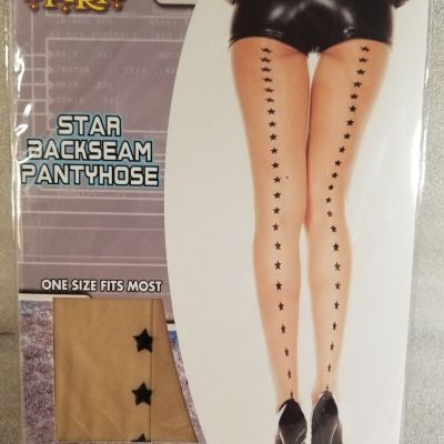 Spirit Halloween Full Footed Star Print Backseam Sheer Spandex Pantyhose Costume