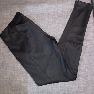 Express Womens Leggings Size S Black  Ankle Length Sheer/Faux Leather