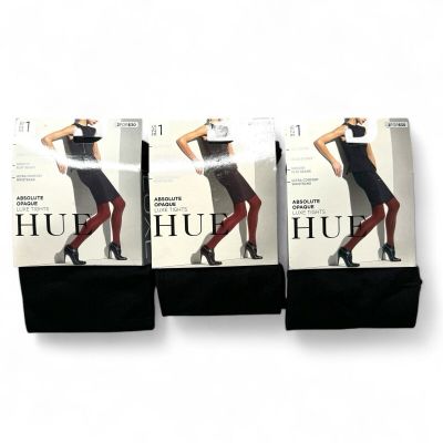 HUE Womens Absolute Opaque Luxe Tights Size 1 Black 3 Pair Pack 100 Denier New