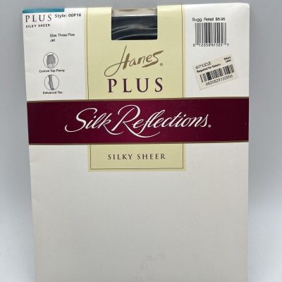 Hanes Plus Silk Reflections Pantyhose Nylons Color Jet Control Top Three Plus