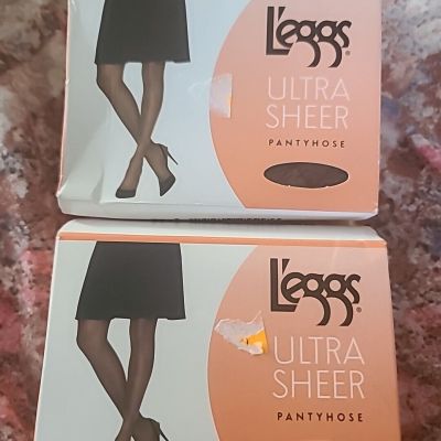 2x leggs ultra sheer pantyhose size D coffee reinforced panty