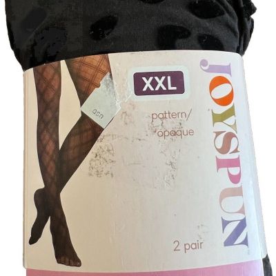 Opaque Tights XXL 2 Pair - Mulberry And Black Leopard Print  Joyspun