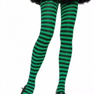 Wonderland Womans Fashion Tights Green & Black Striped One Size Fits All New