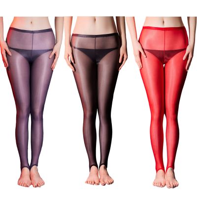 US Women Pantyhose Tempting Tights Lace Stockings High Waist Sleepwear Shiny Oil