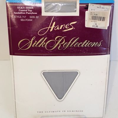 Vintage Hanes Silk Reflections Silky Sheer Control Top Sea Foam Pantyhose Sz EF