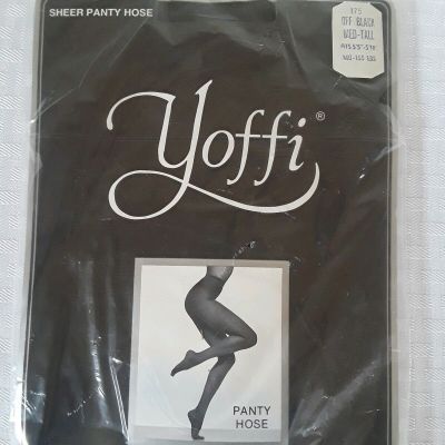 Yoffi Sheer Pantyhose Designer Collection Off Black Med-Tall vintage hosiery