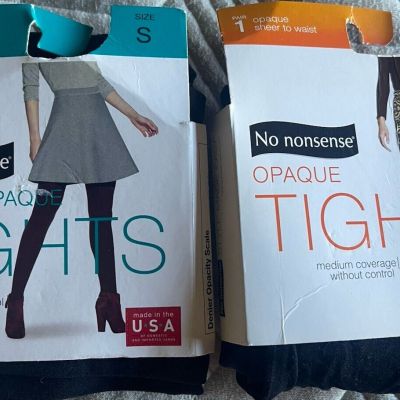 2 No nonsense Black Super Opaque Control Top Tights Opaque Medium Coverage Small