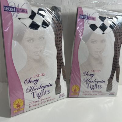 2 Packs Checkered Tights Nylons One Size Halloween Pantyhose Harley Quinn Jester