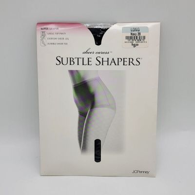 1 Pair JC Penney Penny Subtle Shaper Navy LONG Super Support Pantyhose