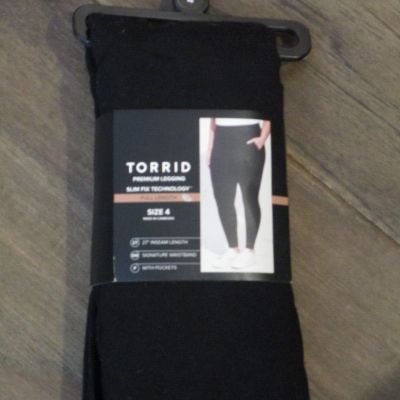 TORRID BLACK SLIM FIX SIGNATURE WAIST FULL LENGTH POCKET LEGGINGS SIZE 4 (4X/26)