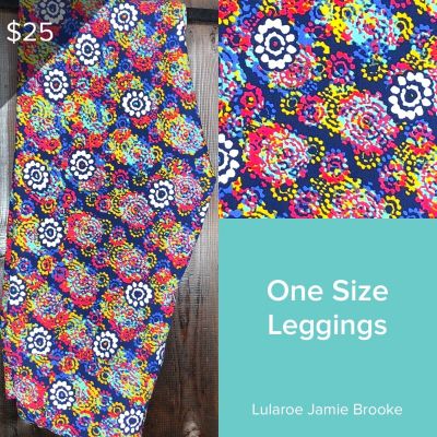 New LulaRoe One Size Leggings Rainbow Floral **Rare** Bright Hippy Flower Power