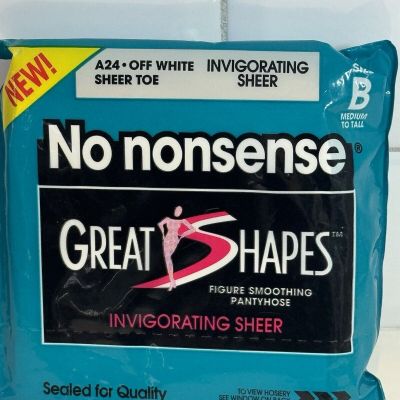 No Nonsense Great Shapes Sheer Toe A24 Off White Panty Hose Size B New Nip