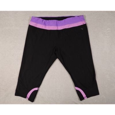 RBX Live Life Active Womens Black Purple Cropped Leggings Size 3X