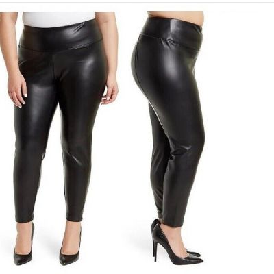 Catherine Malandrino Faux Leather Leggings Plus Size 1X 2X Black $88