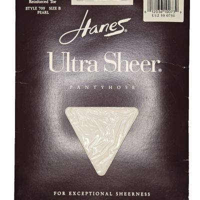 Hanes Ultra Sheer Pantyhose Control Top, Reinforced Toe, Size B, Pearl