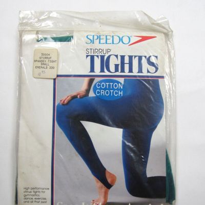 Vtg NOS NWT 80s 90s Women's Speedo Stirrup Tights Sz Small Emerald Green